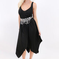 Romantic Flowing Wrap Black Dress - burningbabeclothingco