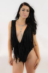 Deep V Fringe Bathing Suit - burningbabeclothingco