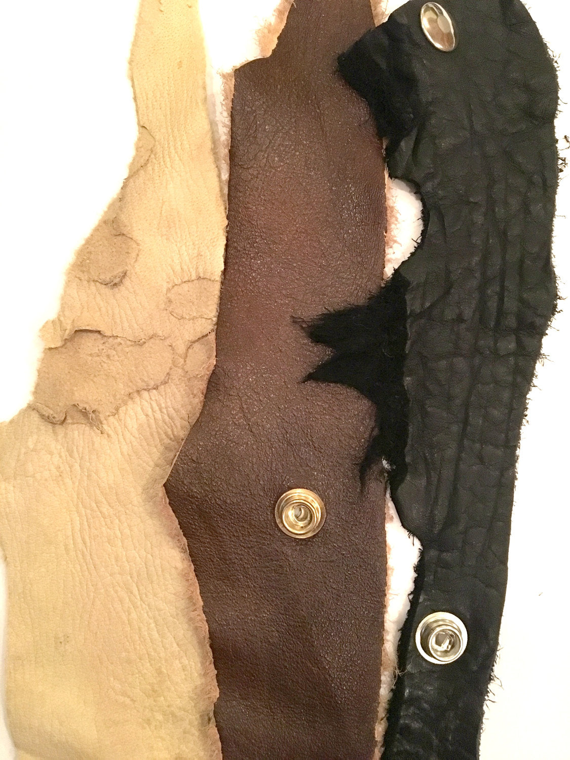Handmade Torn Leather Cuff - burningbabeclothingco