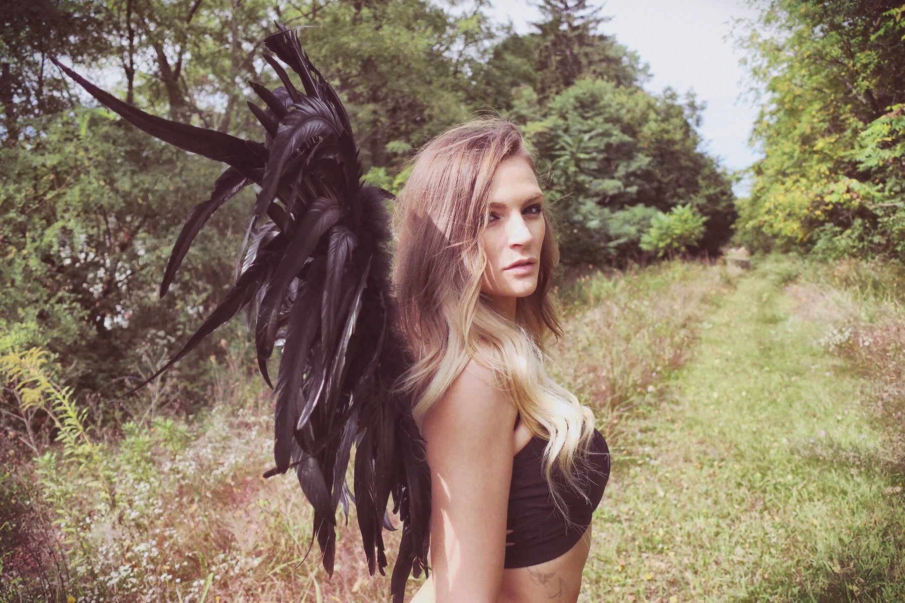 Black Feather Fairy Wings - burningbabeclothingco