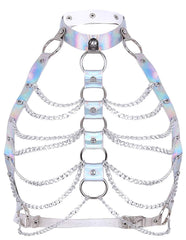 Chain Halter Holographic Top - burningbabeclothingco